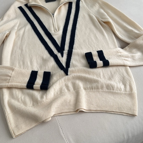 G/FORE Merino Wool Mock Neck Cream/Navy Sweater Size M - Picture 4 of 7